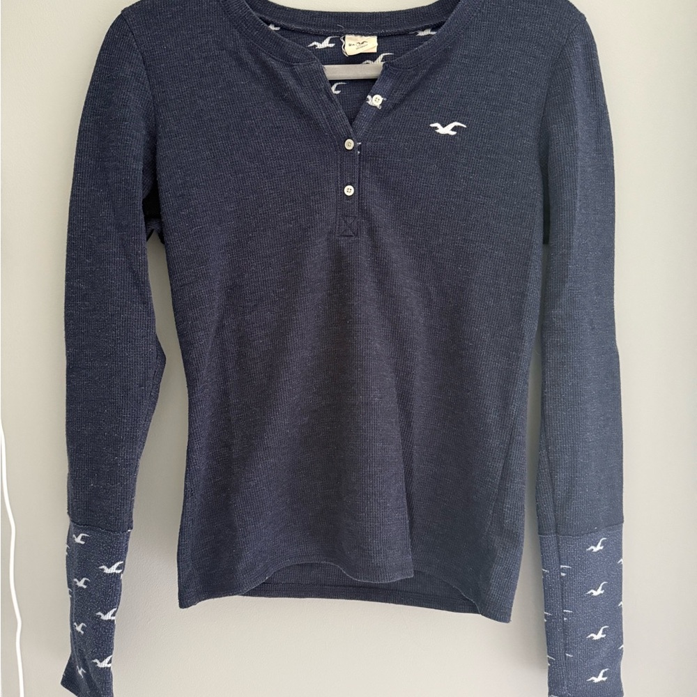 Navy Long Sleeve Henley Shirt
